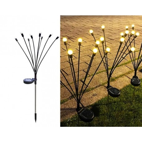 Садовый светильник СВЕЧА 8 лампочек для двора, газона на солнечной батарее 2 шт  оптом