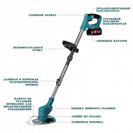 Садовый триммер аккумуляторный с 2 АКБ 1500Вт-3