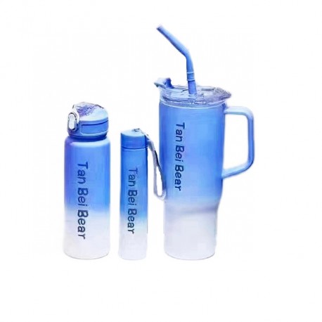 Набор бутылка для воды, вакуумный термос, кружка с соломинкой Tan Bei Bear  оптом-1
