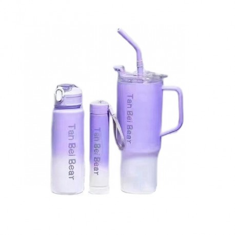 Набор бутылка для воды, вакуумный термос, кружка с соломинкой Tan Bei Bear  оптом-2