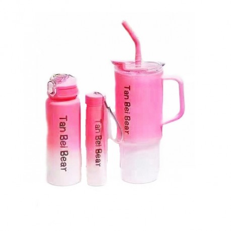 Набор бутылка для воды, вакуумный термос, кружка с соломинкой Tan Bei Bear  оптом-4