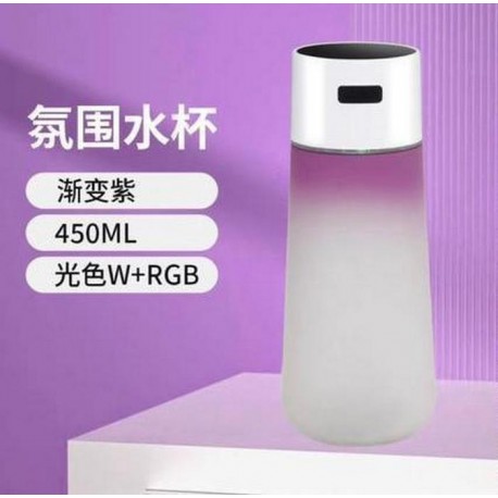 Светящиеся бутылка для воды 450 мл прозрачная с зарядкой Type-C  оптом-8