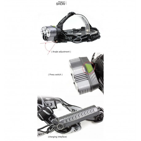Налобный туристический фонарь с 5 светодиодами  оптом-5