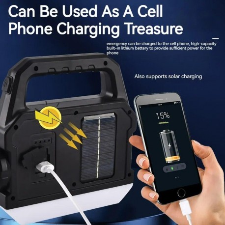 Мощный светодиодный фонарь на солнечной батарее для кемпинга  оптом-3