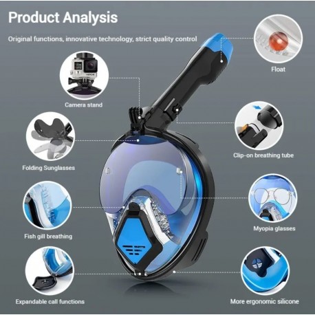 Складная маска для дайвинга, с очками для коррекции близорукости-5
