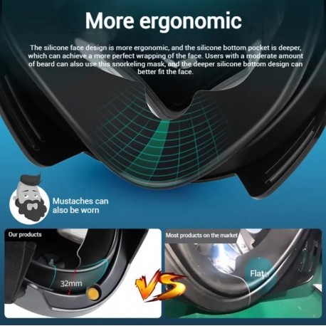 Складная маска для дайвинга, с очками для коррекции близорукости-11