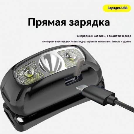 Налобный светодиодный фонарь охоты и рыбалки LED с датчиком движения-3