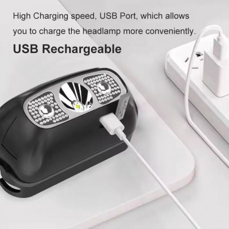 Налобный светодиодный фонарь охоты и рыбалки LED с датчиком движения-6