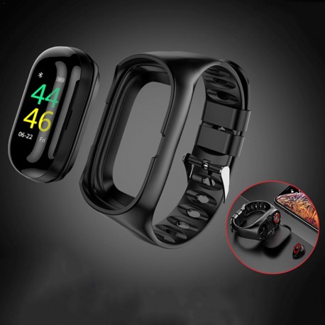 Фитнес браслет с TWS наушниками LEMFO M1  оптом-11