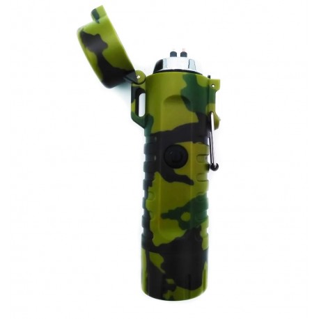 Зажигалка электронная двухдуговая с влагозащитой и фонариком  оптом-1