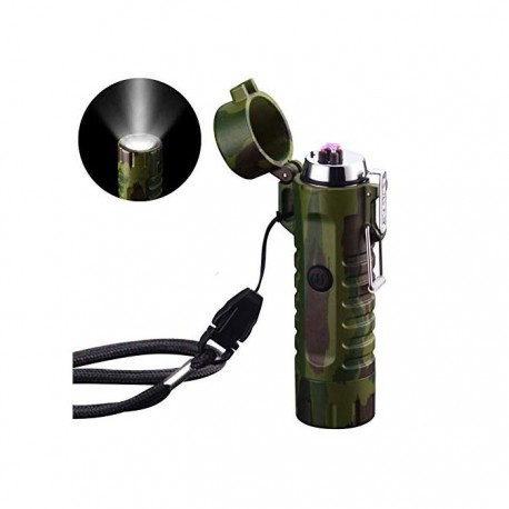 Зажигалка электронная двухдуговая с влагозащитой и фонариком  оптом-3