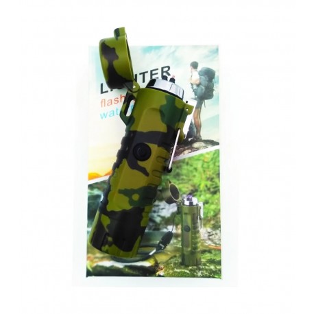 Зажигалка электронная двухдуговая с влагозащитой и фонариком  оптом-7