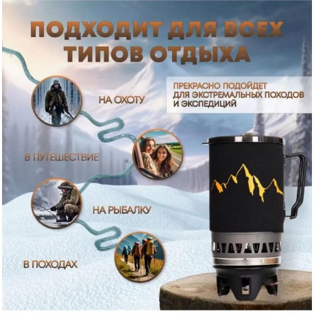 Газовая лампа для путешествий и туризма 1300Вт, 1,4 л с котелком оптом-4