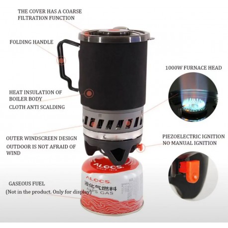 Газовая лампа для путешествий и туризма 1300Вт, 1,4 л с котелком оптом-1