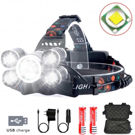 Налобный фонарь High power Headlamp 5*Cree T6  оптом-5