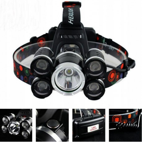 Налобный фонарь High power Headlamp 5*Cree T6  оптом-6