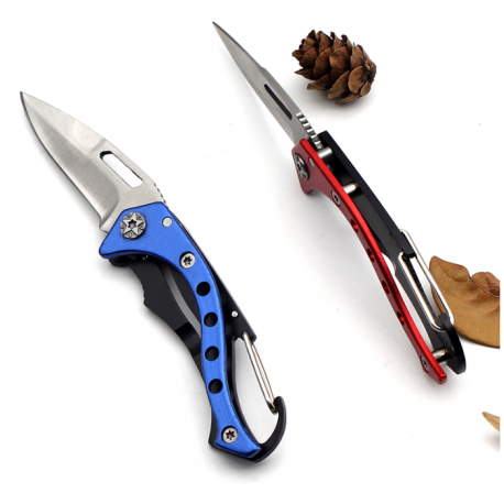 Нож-карабин нержавеющей стали с открывалкой 12 см  оптом-1