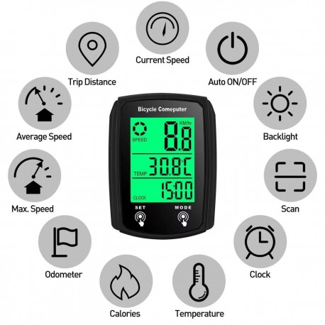 Проводной велокомпьютер Bicycle Computer 668 с LED подсветкой-3