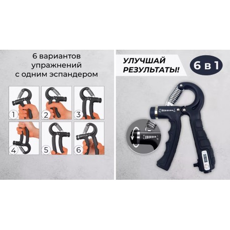 Ручной пружинный кистевой эспандер ADJUS, измеритель силы 5-60 кг  оптом-6