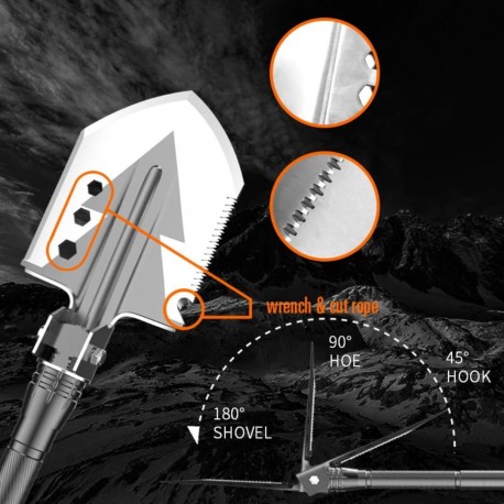 Многофункциональная лопата-топор из углеродистой стали для похода-4