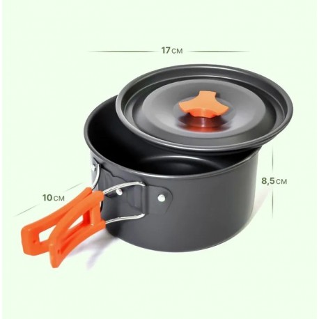 Набор походной посуды 3 в 1 с крышками, складные ручки-2