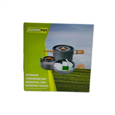 Набор походной посуды 3 в 1 с крышками, складные ручки-6