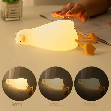 Детский силиконовый ночник УТКА IN PEACE DUCK SLEEP LAMP Instruction For Use с сенсорным управлением  оптом-9
