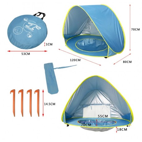 Детская пляжная палатка-бассейн, складная-5