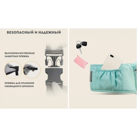 Эргорюкзак-переноска 2 в 1 Хипсит для новорожденных дышащий с поясом  оптом-7