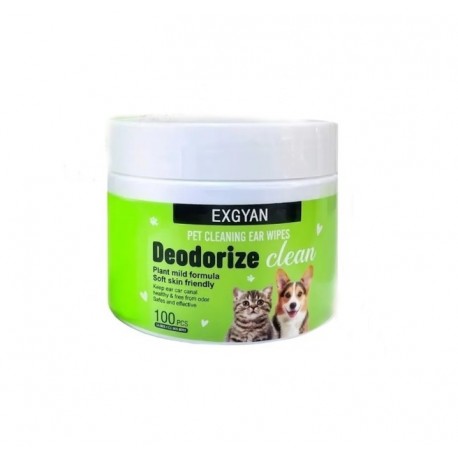 Салфетки Exgyan Pet Cleaning Ear Wipes для чистки ушей кошек и собак 100 шт оптом