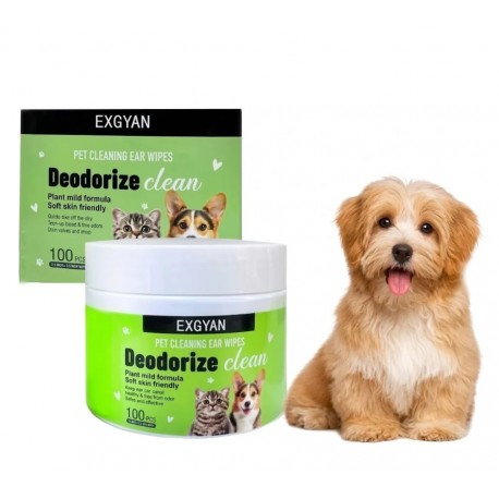Салфетки Exgyan Pet Cleaning Ear Wipes для чистки ушей кошек и собак 100 шт оптом-1