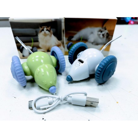 Интерактивная игрушка для котов МЫШКА НА КОЛЕСАХ со светодиодной подсветкой  оптом-3