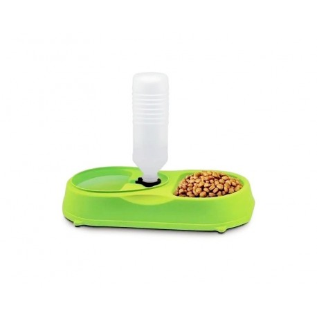 Миска для собак и кошек с бутылкой для воды двойная  оптом-1