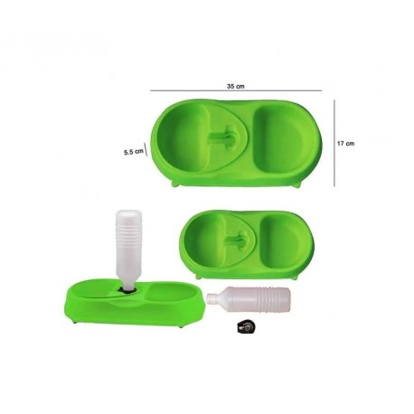 Миска для собак и кошек с бутылкой для воды двойная  оптом-2