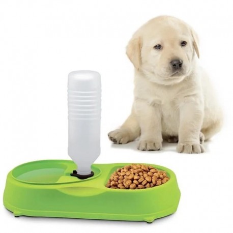 Миска для собак и кошек с бутылкой для воды двойная  оптом-4