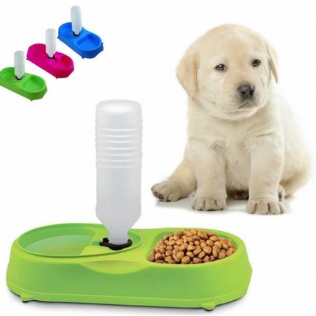 Миска для собак и кошек с бутылкой для воды двойная  оптом-6