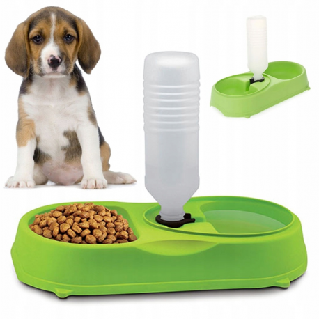Миска для собак и кошек с бутылкой для воды двойная  оптом-5
