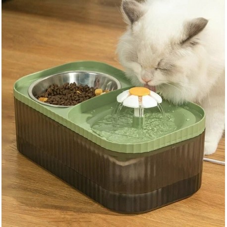 Фонтан-поилка 2 в 1 с миской для корма для кошек, 3 л оптом-7