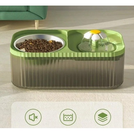 Фонтан-поилка 2 в 1 с миской для корма для кошек, 3 л оптом-4