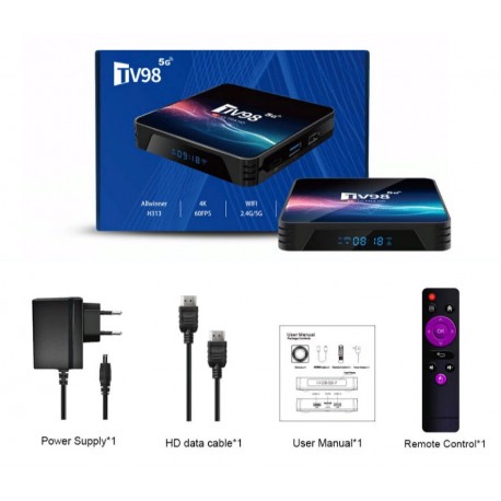ТВ-приставка Android TV98 Allwinner H313, четырехъядерный процессор ИК-пульт  оптом-3