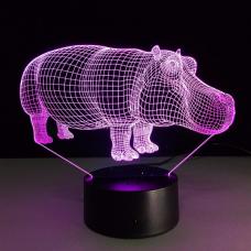 3D Светильник семицветный Бегемот