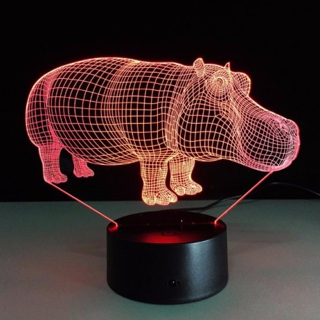 3D Светильник семицветный Бегемот  оптом-2