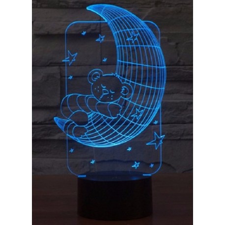 Светодиодный 3D светильник медвежонок на луне  оптом-1