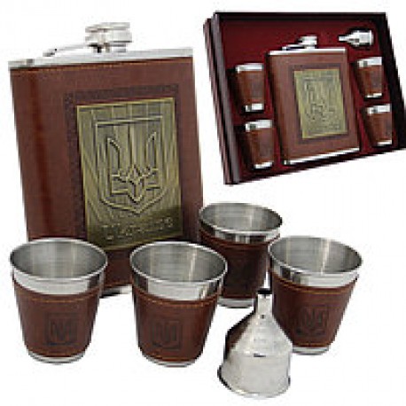 Подарочный набор: Фляжка 500 мл, воронка и 4 рюмки  оптом