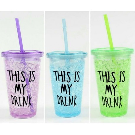 Охлаждающий стакан с трубочкой This Is My Drink 500 мл  оптом