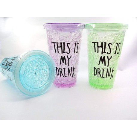 Охлаждающий стакан с трубочкой This Is My Drink 500 мл  оптом-1
